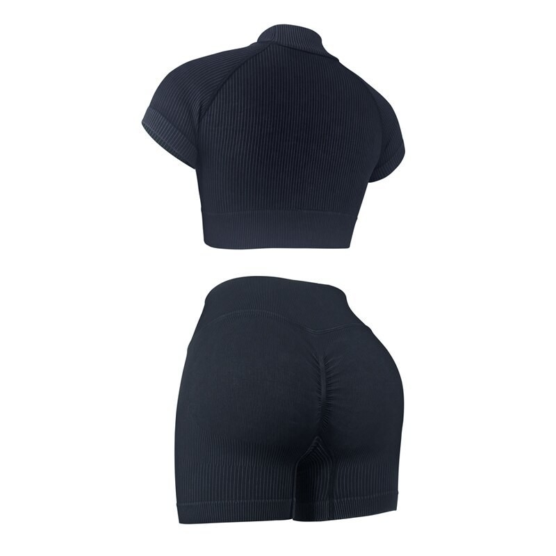 Colarinho de entalhe Mulheres Yoga Set Roupas desportivas Calças de baixo Roupas desportivas Roupas de treino Calções de ginástica Traje